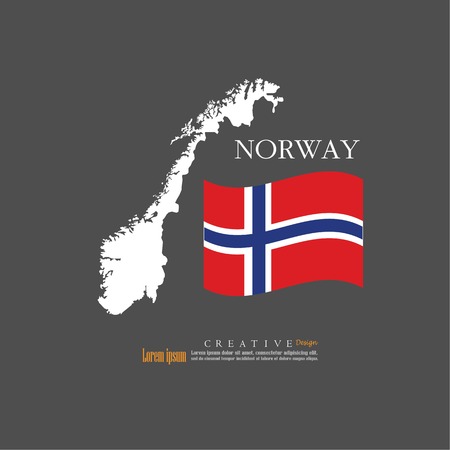 outline map of  Norway  with nation flag.vector illustration.のイラスト素材