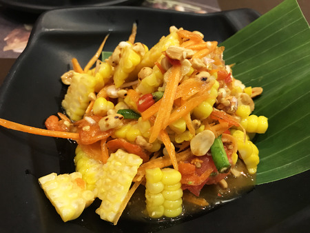 Papaya salad. Traditional spicy Thai food.の写真素材