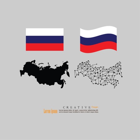 outline map of  Russia with nation flag.vector illustration.のイラスト素材