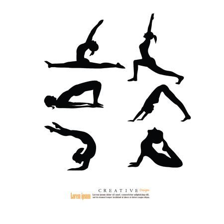 slim girl practicing yoga and stretching.vector illustration.のイラスト素材