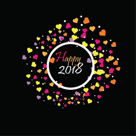 happy new year 2018 with heart   template. Vector illustration.のイラスト素材