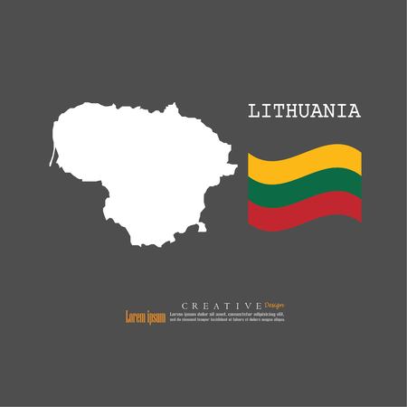 Outline map of Lithuania with nation flag.vector illustration.のイラスト素材