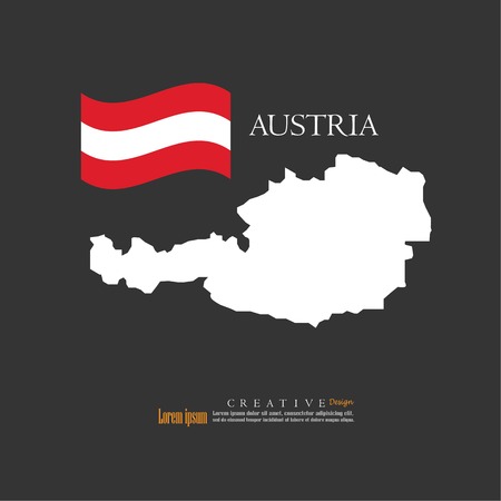 outline map of  Austria  with nation flag.vector illustration.のイラスト素材