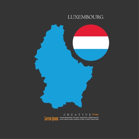 outline map of  Luxembourg  with nation flag.vector illustration.のイラスト素材