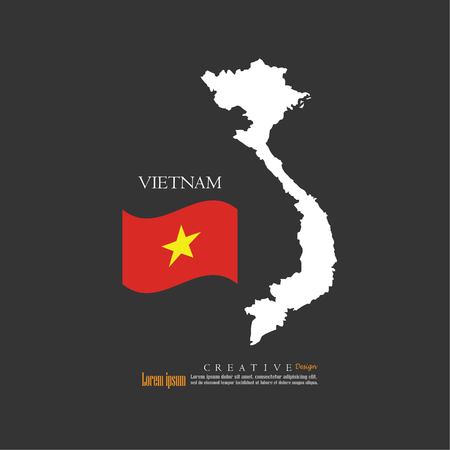 Outline map of Vietnam with nation flag illustration.のイラスト素材