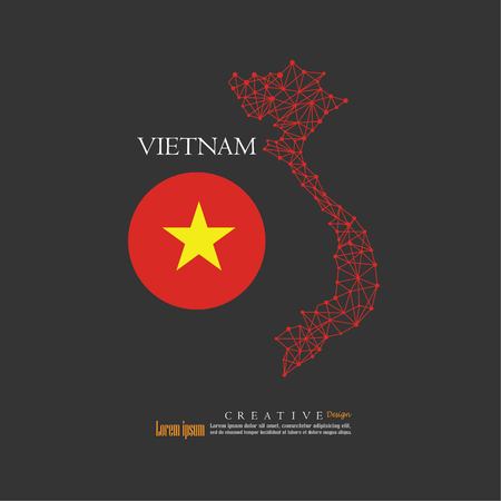 Outline map of Vietnam with national flag.のイラスト素材