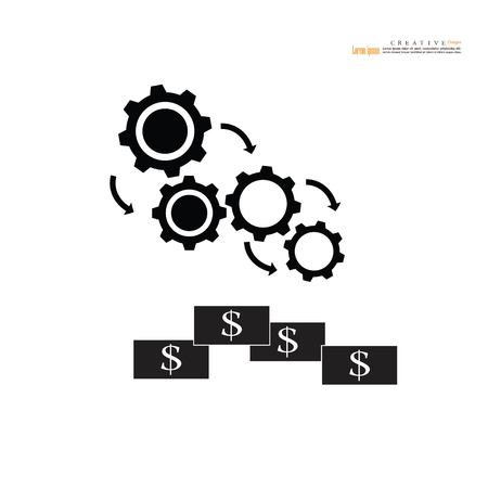 Financial business  concept illustration with gears and money bill.のイラスト素材