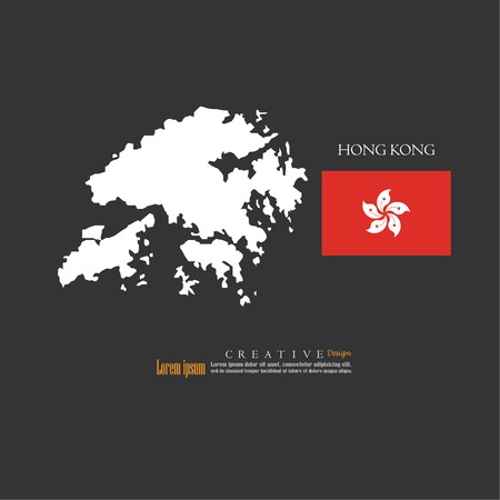 outline map of Hong Kong  with nation flag.vector illustration.のイラスト素材