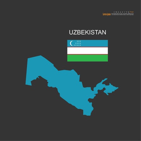 outline map of Uzbekistan with nation flag vector illustration.のイラスト素材