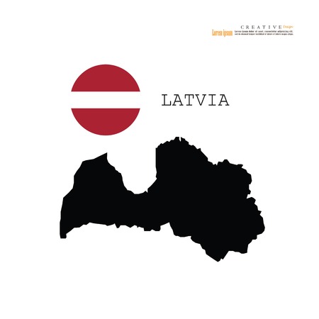 outline map of Latvia with nation flag. vector illustration.のイラスト素材