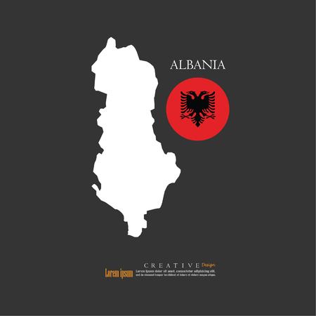 outline map of  Albania with nation flag.vector illustration.のイラスト素材