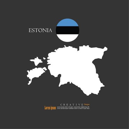 outline map of Estonia with nation flag.vector illustration.のイラスト素材