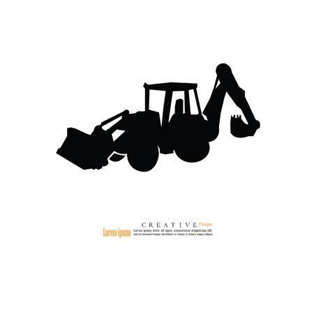 tracktor and backhoe car icon.vector illustration.eps10.のイラスト素材