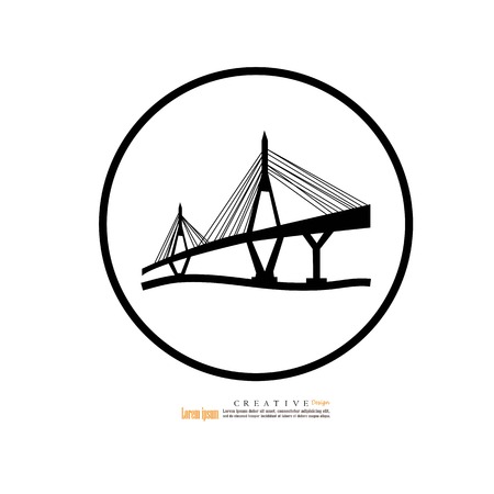 Bangkok October 24,2018: Bhumibol suspension Bridge in Thailand, The bridge crosses the Chao Phraya River.Bangkok October 24,2018.vector illustration.のイラスト素材