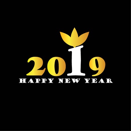 Happy new year 2019.Happy new year greeting with number 2019 . Vector illustration.のイラスト素材