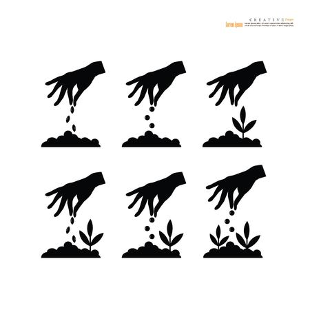 Hand with seed.vector icon eps10.のイラスト素材