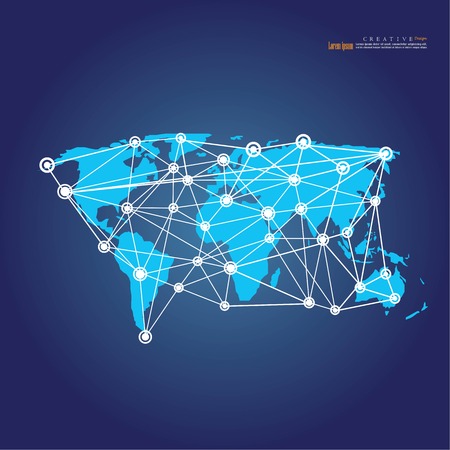 Political World Map with net work. vector Illustration.のイラスト素材