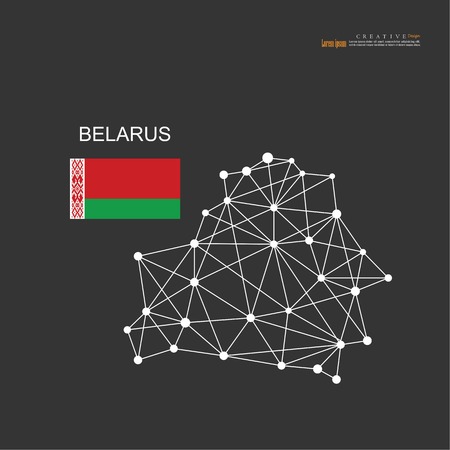 outline map of  Belarus  with nation flag.vector illustration.のイラスト素材