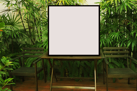 Billboard mock up with plants - Imageの写真素材