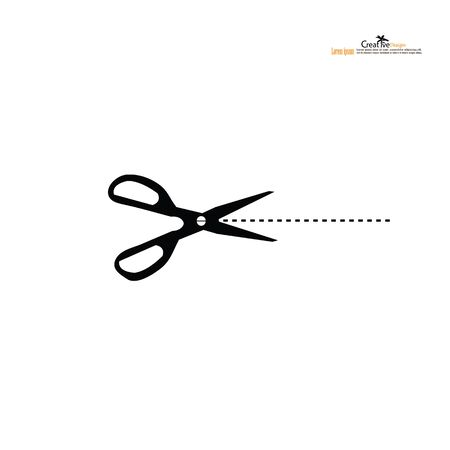 Scissors with cut lines. Vector illustration.のイラスト素材