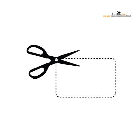 Scissors with cut lines. Vector illustration.のイラスト素材