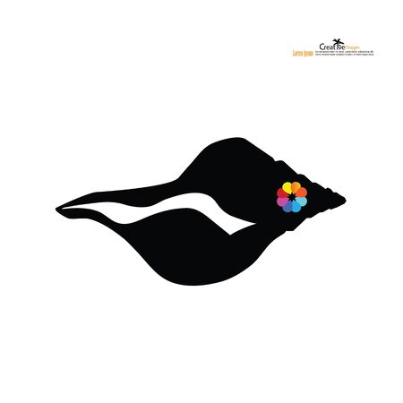 Conch a marine Mollusc.Shell icon on white background.Vector Illustration.のイラスト素材