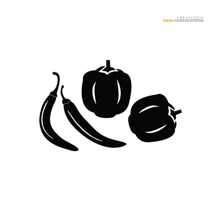 sweet chili pepper on white background,raw food ingredient concept.vector illustration.のイラスト素材