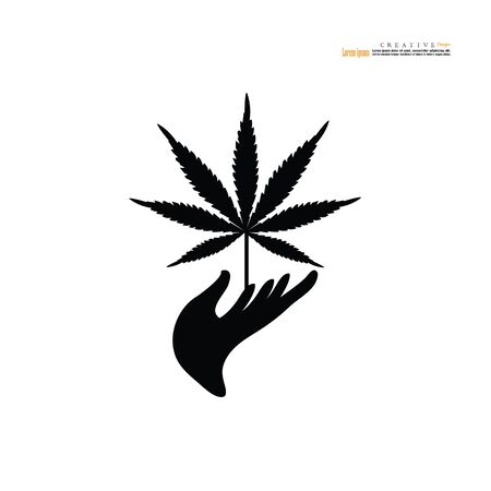 Cannabis, marijuana leaf icon on white background. Vector illustration.のイラスト素材