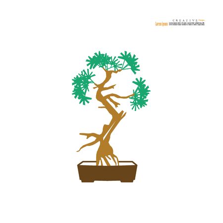 Bonsai.bonsai with pot on white background.vector illustration.のイラスト素材
