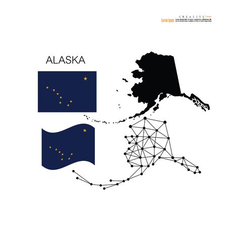 Alaska  State map on white background - Vector illustration.のイラスト素材