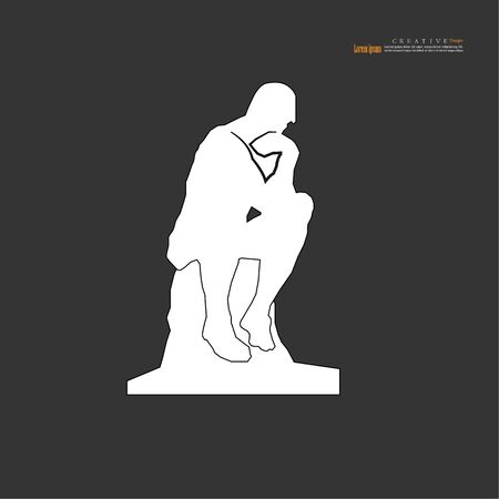 The Thinker Statue by the French Sculptor Rodin. vector illustration.のイラスト素材