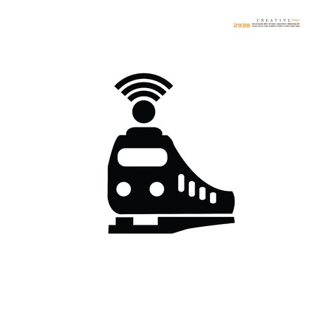 Train icon with wifi signal symbol on white background. Transport icons.transportationのイラスト素材