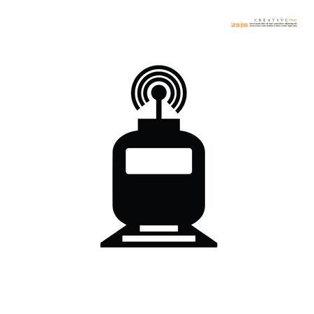 Train icon with wifi signal symbol on white background. Transport icons.transportationのイラスト素材