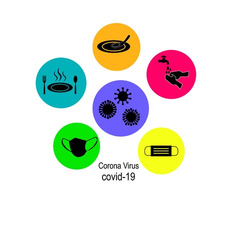 MERS Corona Virus icon on white background. Contamination epidemic virus danger sign. Covid-19 crisis.vector illustration.のイラスト素材