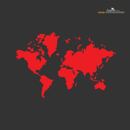 Red political World Map on white background.Corona virus Covid19 situation.vector Illustration.のイラスト素材