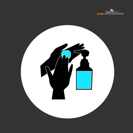 washing hands with alcohol gel.Hygiene concept. prevent the spread of germs and bacteria and avoid infections corona virus covid19.vector illustration.のイラスト素材