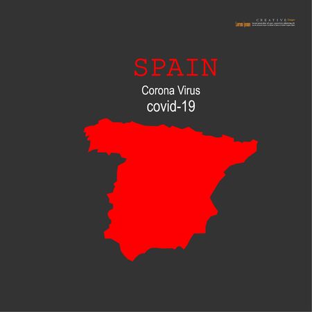Red political Spain Map on white background.Corona virus Covid19 situation.vector Illustration.のイラスト素材
