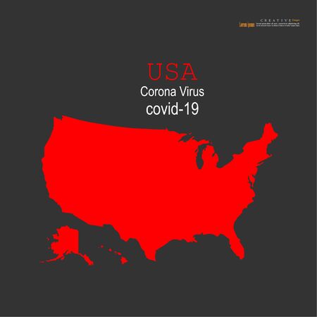 Red political World Map on white background.Corona virus Covid19 situation.vector Illustration.のイラスト素材