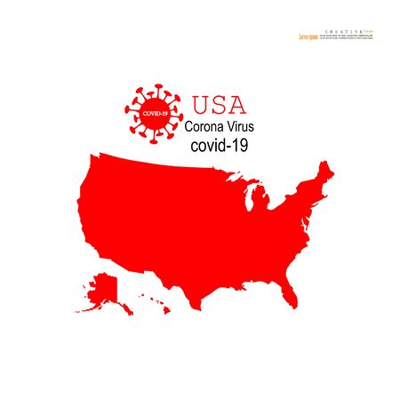 Red political World Map on white background.Corona virus Covid19 situation.vector Illustration.のイラスト素材