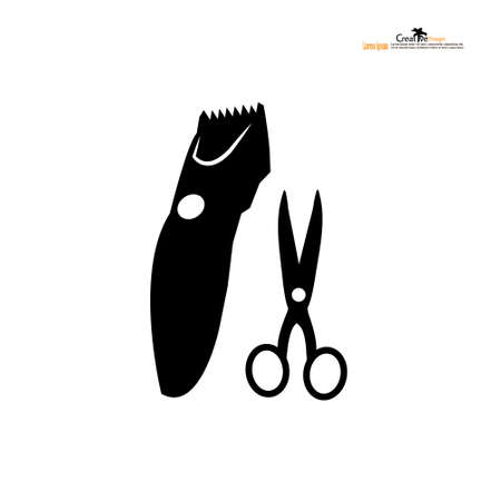 Hair clipper and scissors vector icon on white background, Hair clipper icon.vector illustration.のイラスト素材