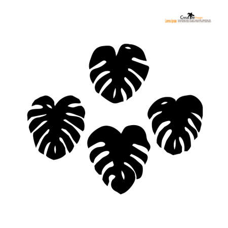 Monstera leaves icon on white background. Vector illustration.のイラスト素材