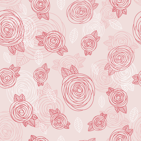 Vector floral background  with rose, pink seamless nature patternのイラスト素材