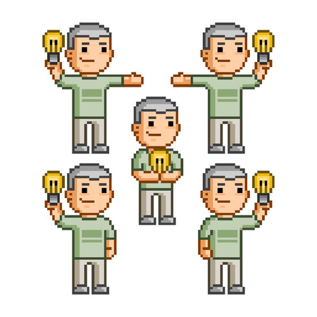 Pixel art collection of different characters geniusesのイラスト素材