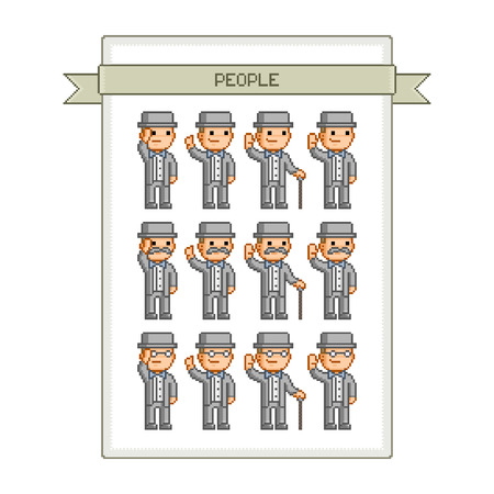 Pixel art collection retro for businessのイラスト素材