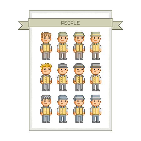 Pixel art collection retro and hipstersのイラスト素材