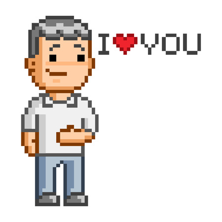 Vector pixel art message Love you for designのイラスト素材