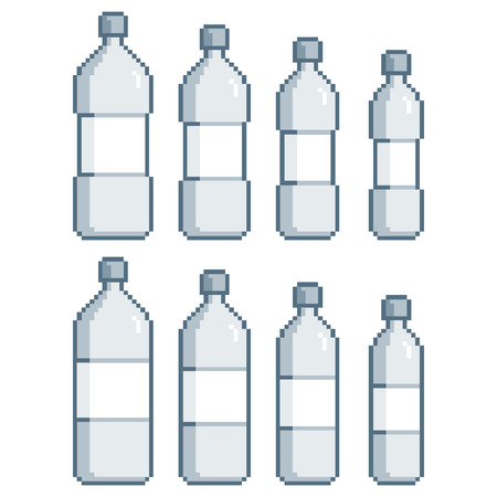 Vector pixel art collection bottles for designのイラスト素材