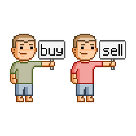 Vector pixel art buy and sell for designのイラスト素材
