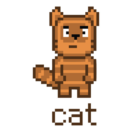 Pixel art cute tabby cat for gamesのイラスト素材