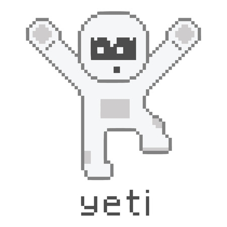 Pixel art white yeti for games and designのイラスト素材